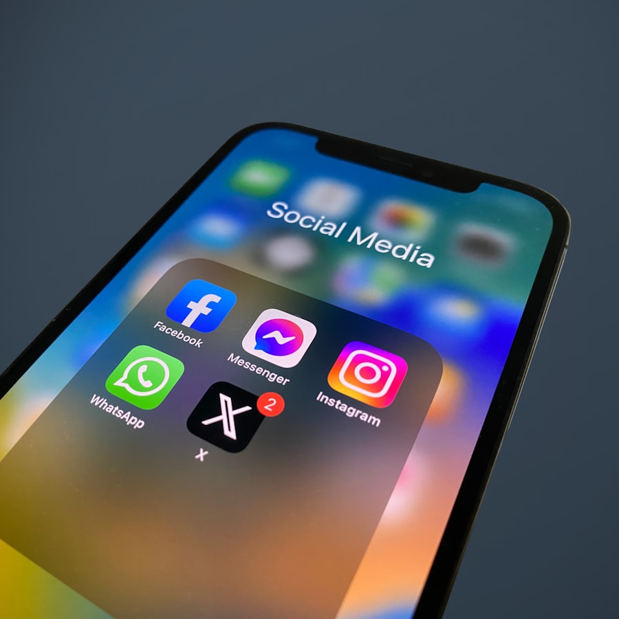Smartphone displaying social media app icons